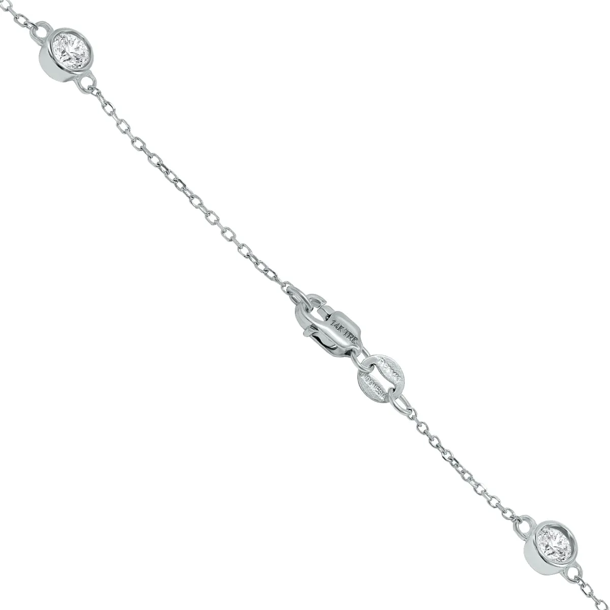 1 1/2 Carat TW Bezel Set Diamond Station Necklace in 14K White Gold