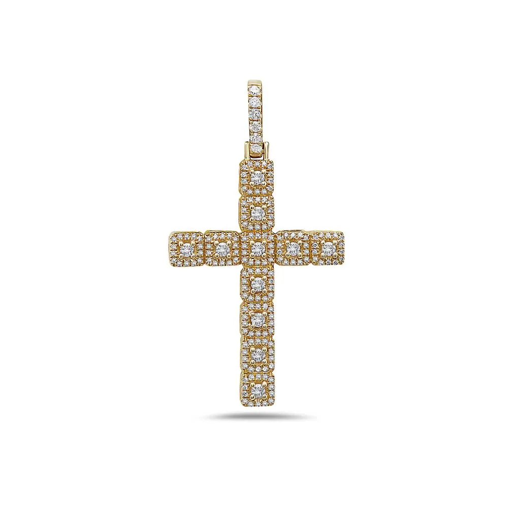 14K Yellow Gold Diamond Cross Pendant