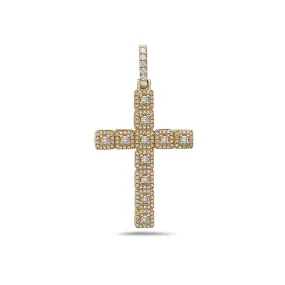 14K Yellow Gold Diamond Cross Pendant