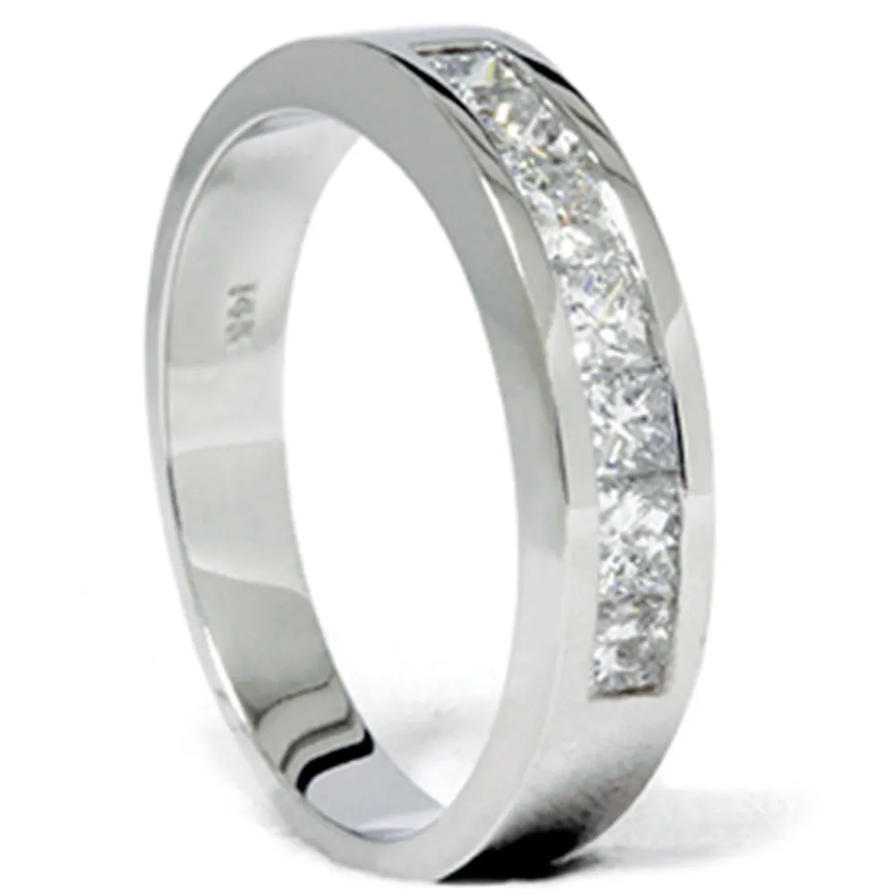 1.5ct Men's Genuine Diamond Princess Cut 14K Wedding Ring