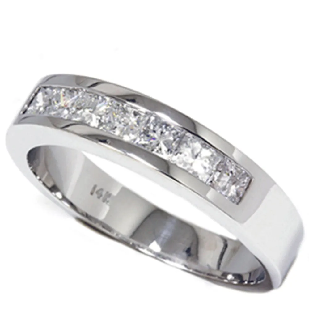 1.5ct Men's Genuine Diamond Princess Cut 14K Wedding Ring