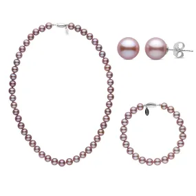 16 Inch 3 Piece 7.5-8.0 mm Lavender Freshadama Freshwater Pearl Set