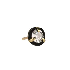 18K Gold Prong-Set Diamond Stud with Blackened White Gold Halo