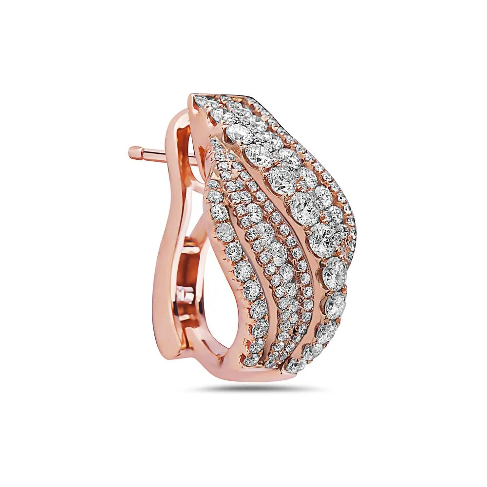 Luxurious 18K Rose Gold Earrings with 3.05 CT Diamonds