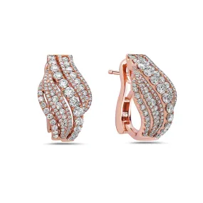 Luxurious 18K Rose Gold Earrings with 3.05 CT Diamonds