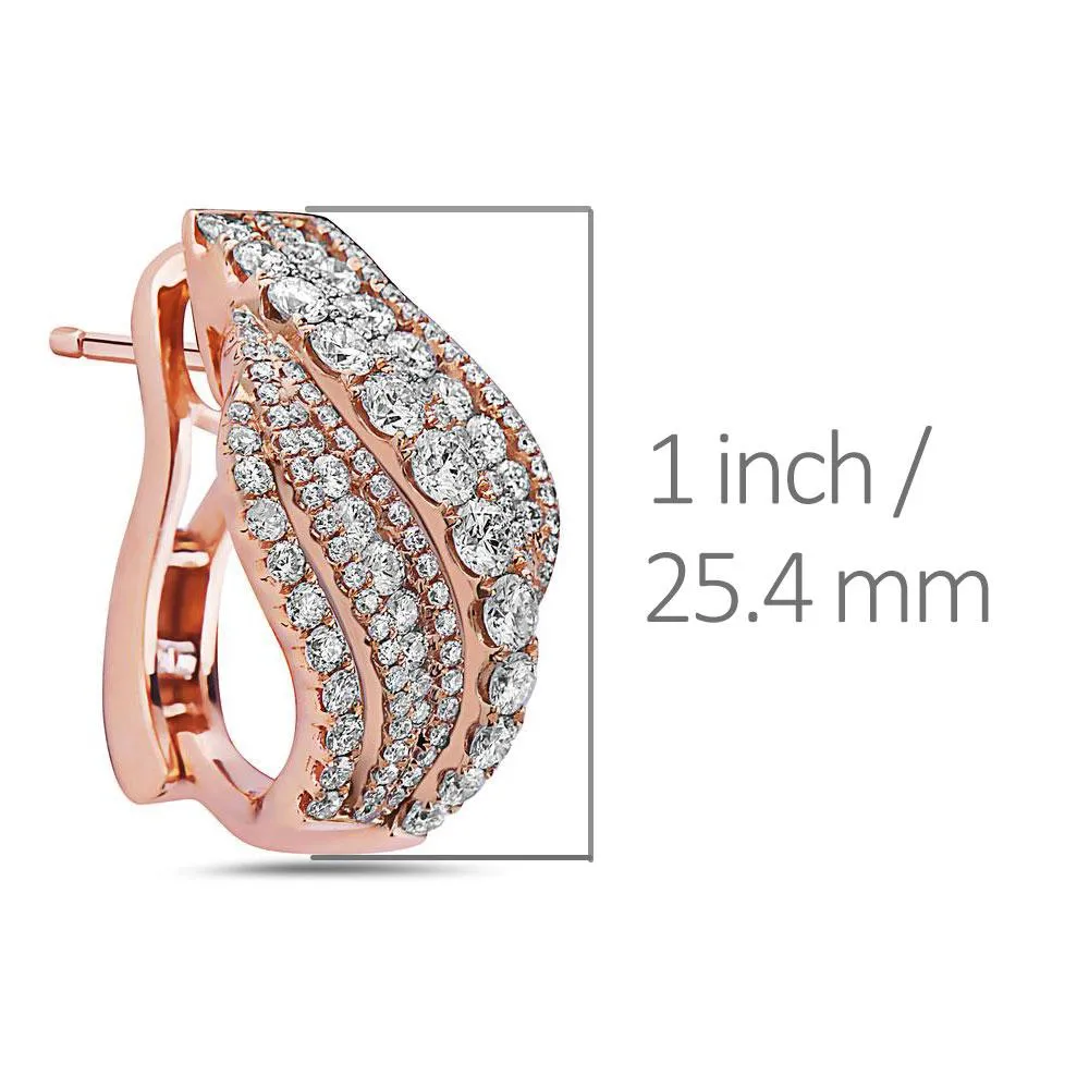 Luxurious 18K Rose Gold Earrings with 3.05 CT Diamonds