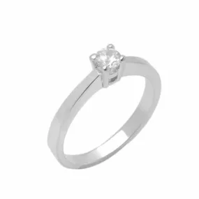 18k Solid Gold Elegant Ladies Modern Reverse Tapered Round Solitaire Ring D2045v