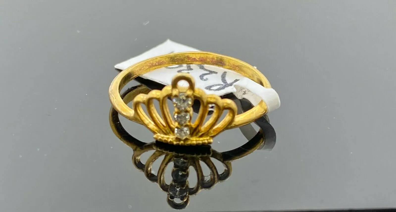 22k Ring Solid Gold ELEGANT Charm Ladies Crown Band SIZE 7.75 RESIZABLE r2391