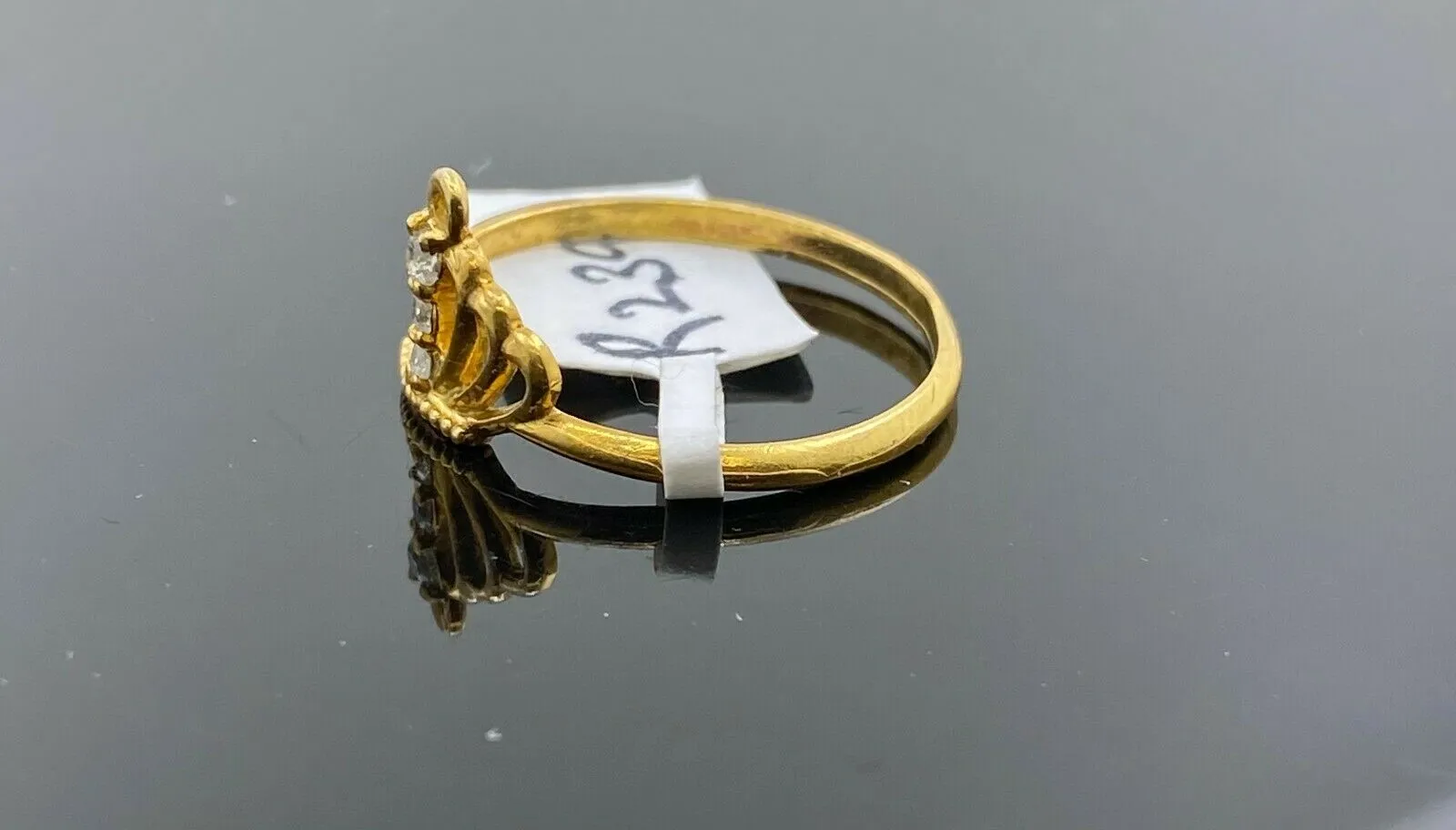 22k Ring Solid Gold ELEGANT Charm Ladies Crown Band SIZE 7.75 RESIZABLE r2391