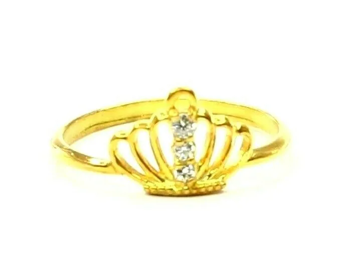 22k Ring Solid Gold ELEGANT Charm Ladies Crown Band SIZE 7.75 RESIZABLE r2391