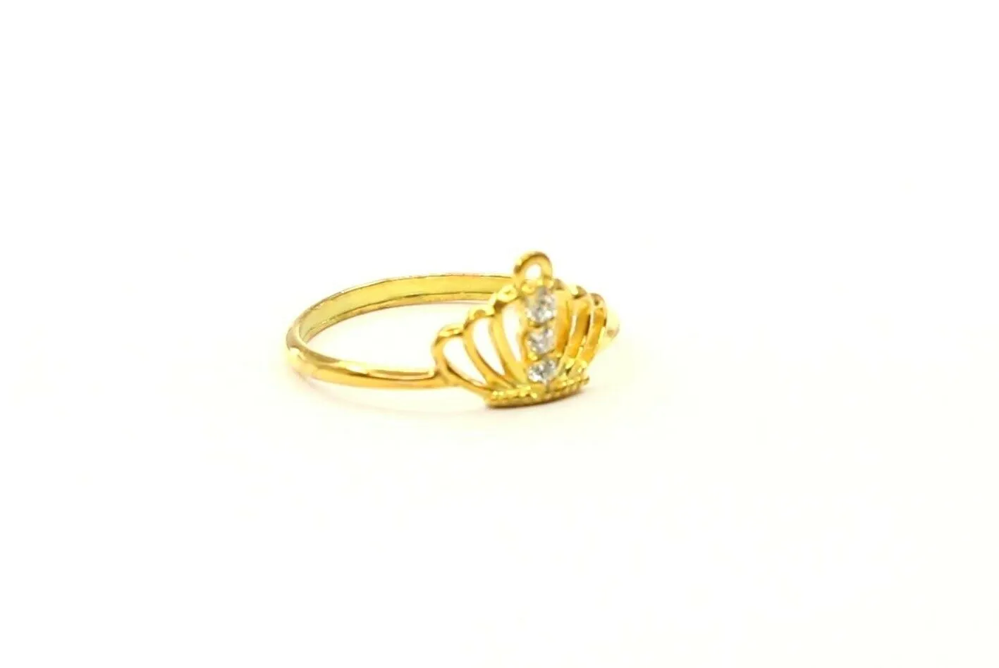 22k Ring Solid Gold ELEGANT Charm Ladies Crown Band SIZE 7.75 RESIZABLE r2391