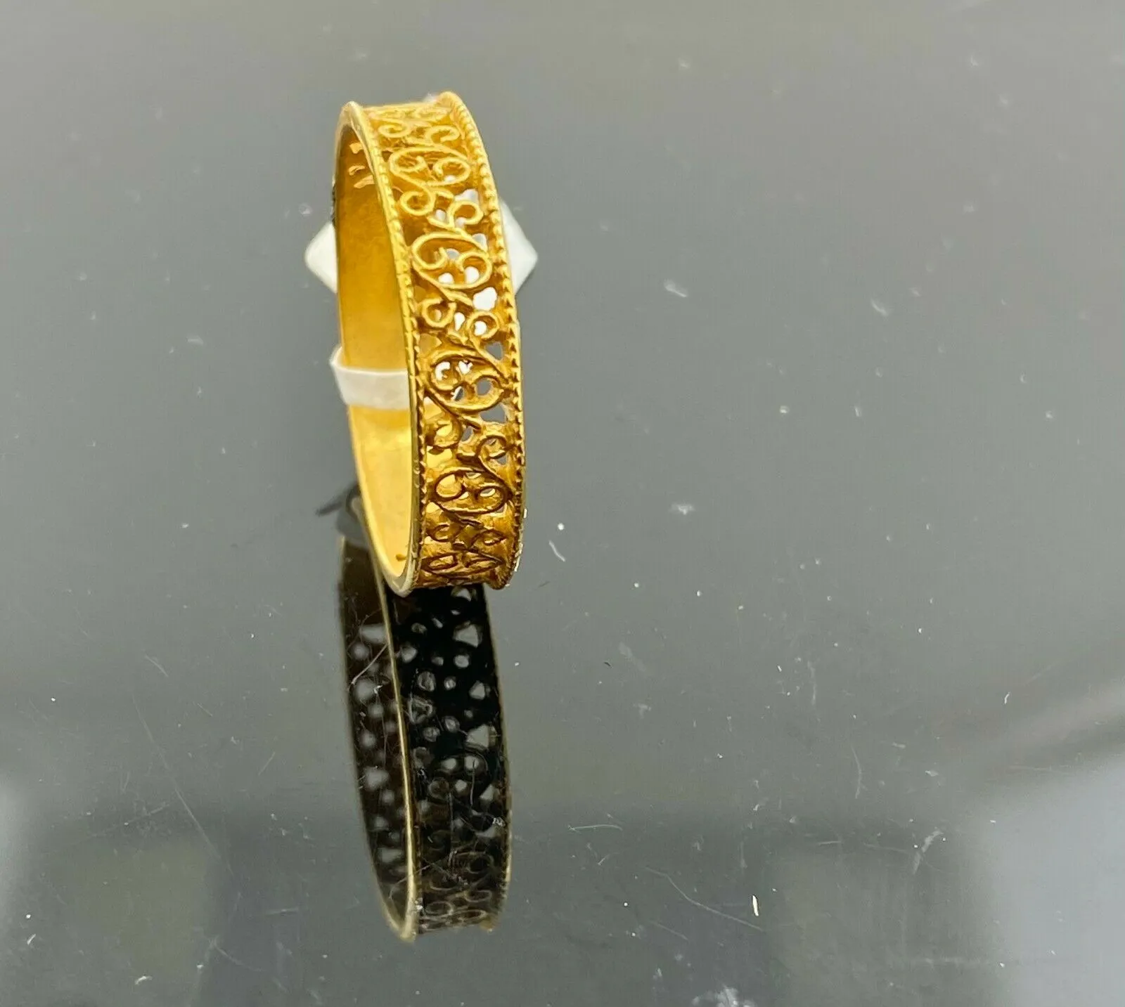 22k Ring Solid Gold ELEGANT Charm Ladies Filigree Band SIZE 11 RESIZABLE r2323