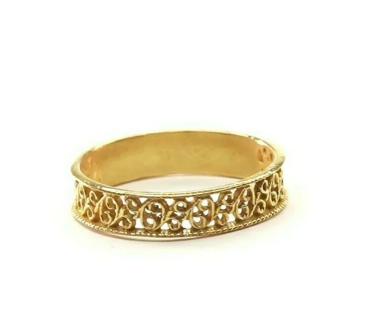 22k Ring Solid Gold ELEGANT Charm Ladies Filigree Band SIZE 11 RESIZABLE r2323