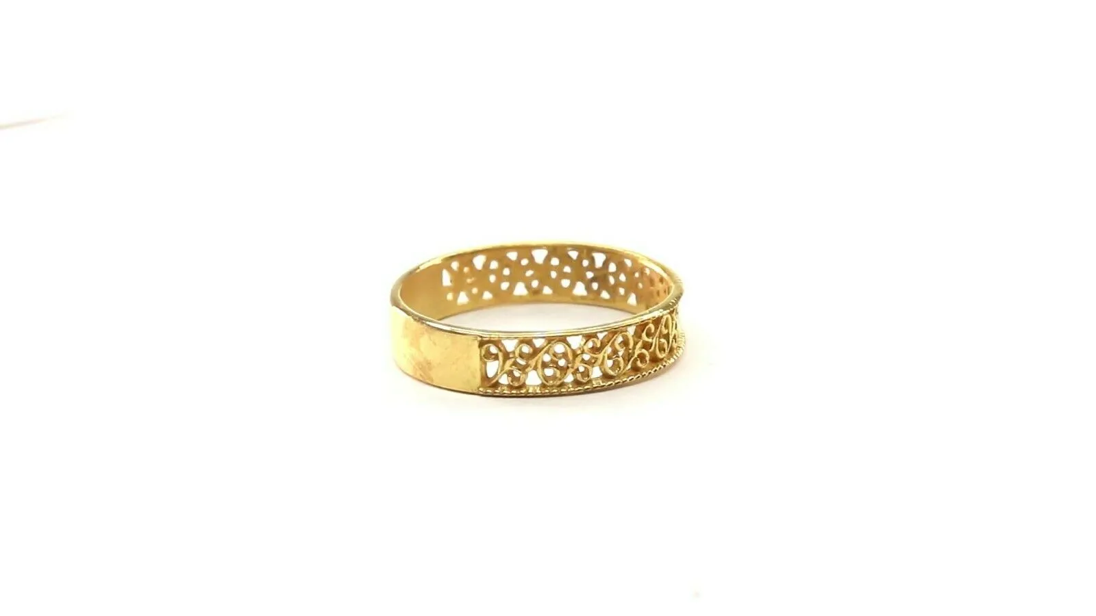 22k Ring Solid Gold ELEGANT Charm Ladies Filigree Band SIZE 11 RESIZABLE r2323