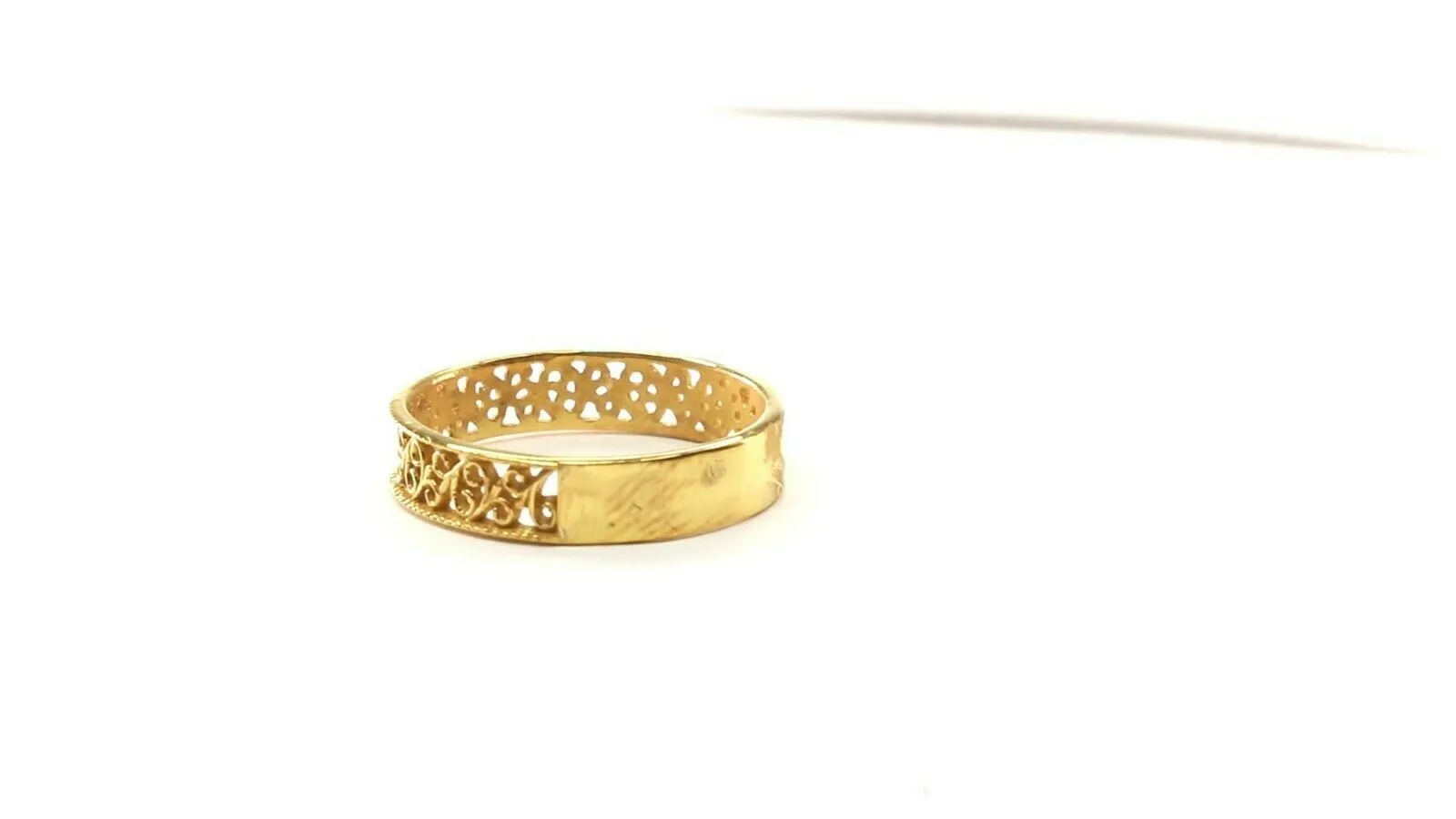 22k Ring Solid Gold ELEGANT Charm Ladies Filigree Band SIZE 11 RESIZABLE r2323