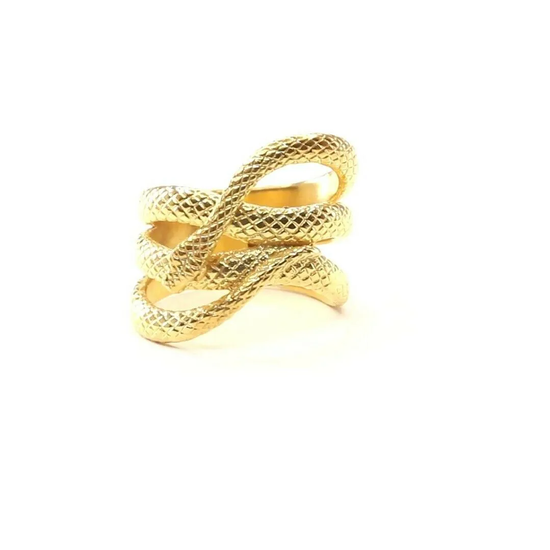 22k Solid Gold Elegant Ladies Snake Band Ring Size 8