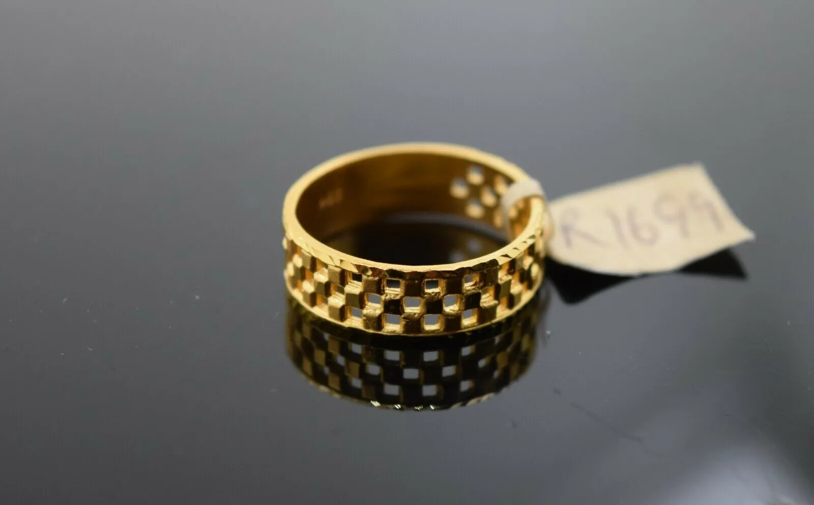 22k Solid Gold Modern Filigree Design Ring Band