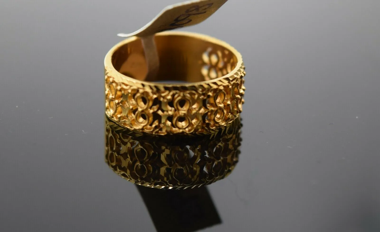 22k Ring Solid Gold Ring Ladies Jewelry Modern Filigree Design Band R3098