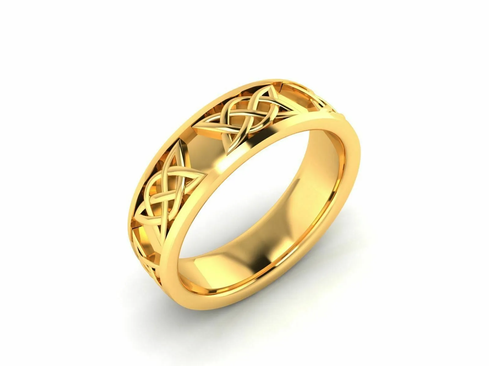 22k Ring Solid Yellow Gold Ladies Jewelry Modern Geometric Insert Design CGR5