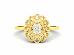 22k Solid Yellow Gold Ladies Jewelry Elegant Floral Design Ring CGR85