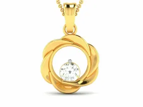 22k Solid Yellow Gold Elegant Floral Round Pendant