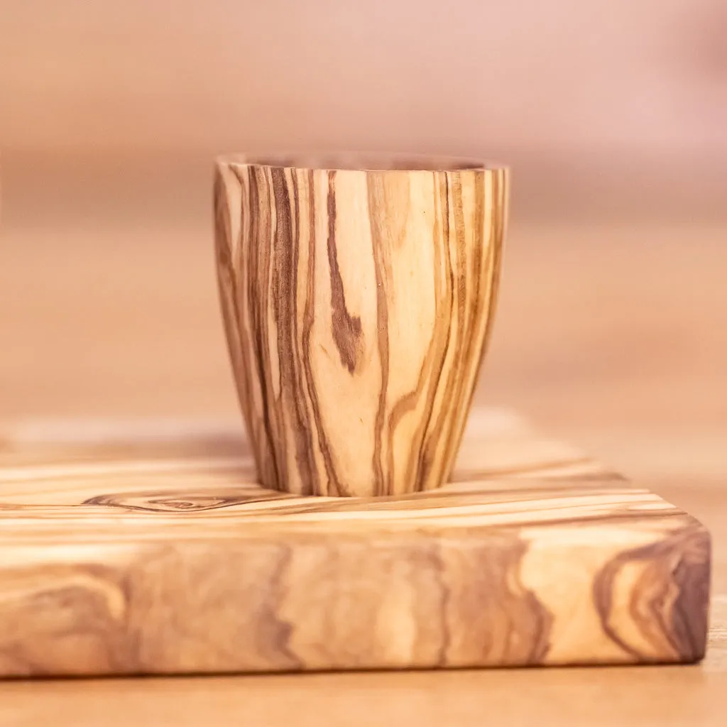 4 Wooden Cup serving set