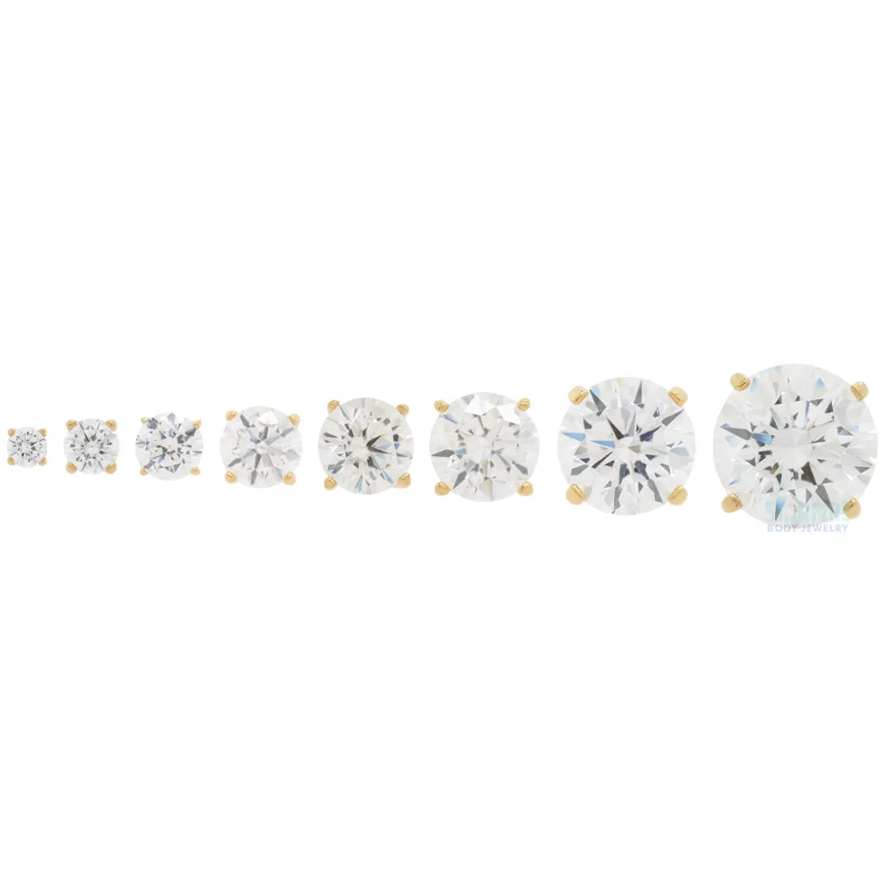 5mm Tiffany Prong-Set Brilliant-Cut Gem Threaded End in Yellow Gold