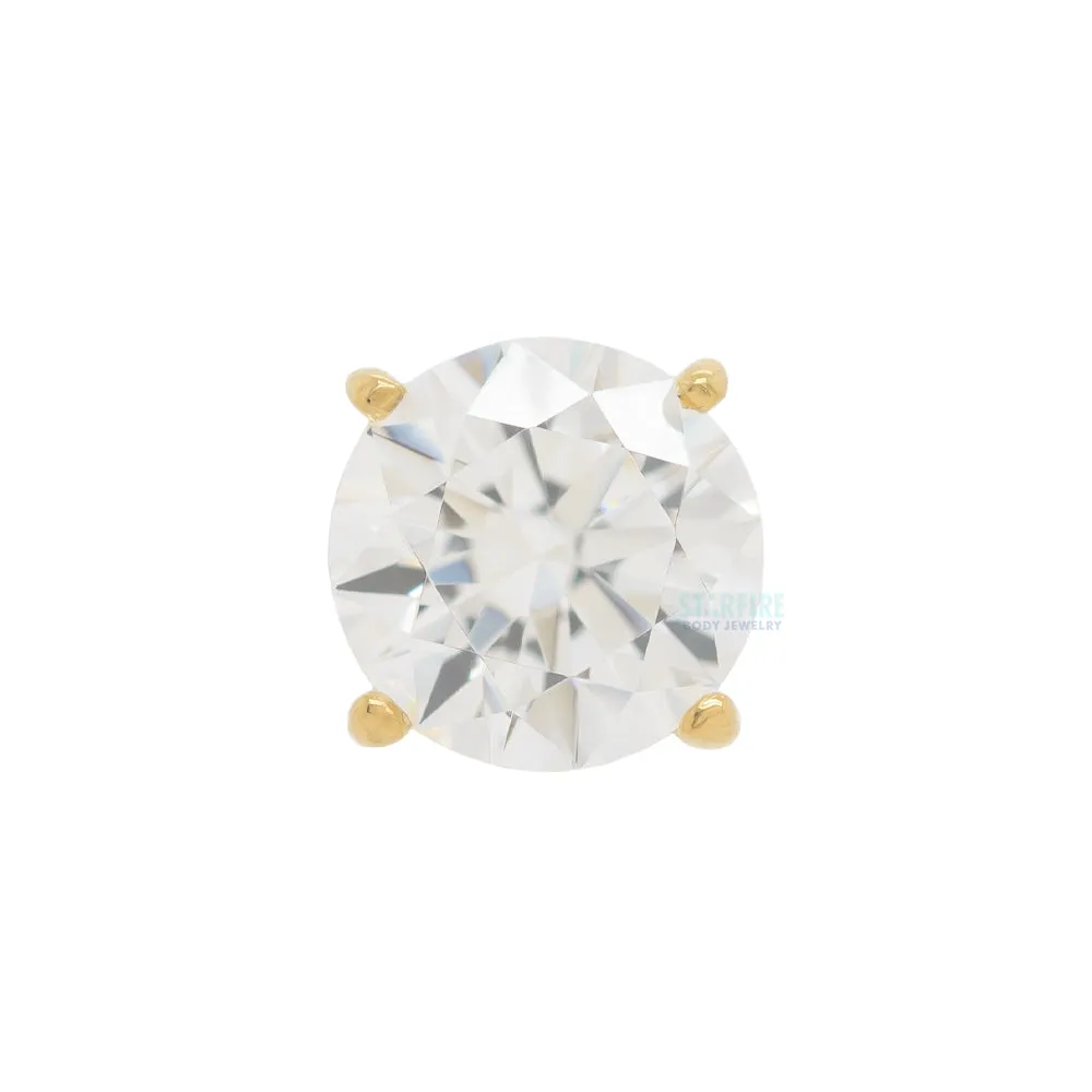 5mm Tiffany Prong-Set Brilliant-Cut Gem Threaded End in Yellow Gold