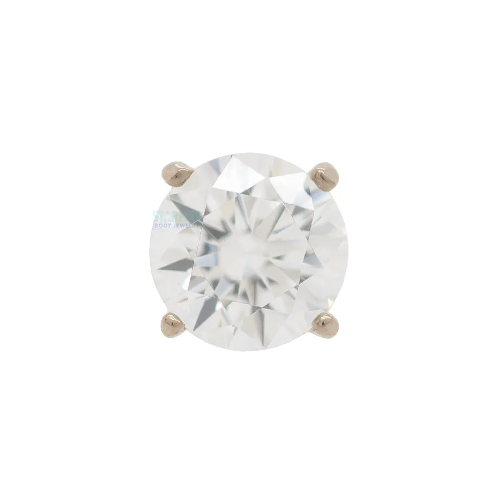 6mm Tiffany Prong-Set Brilliant-Cut Gem Threaded End in White Gold