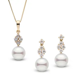 9.0-9.5 mm Akoya Pearl and Diamond Elegance Collection Pendant and Earrings Set