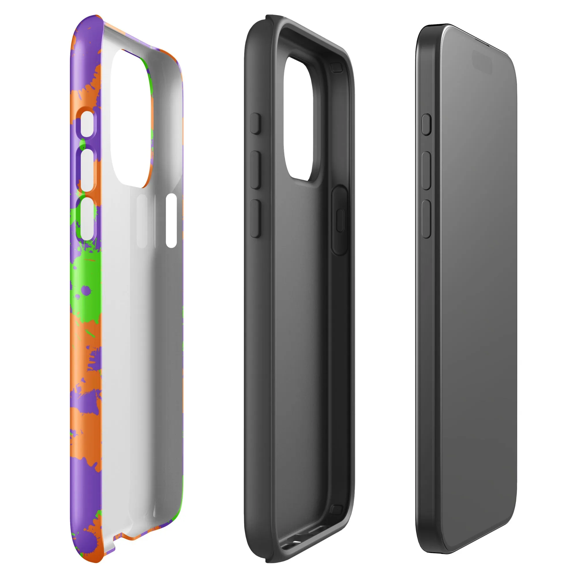 90s Kid Green, Purple and Orange Slime Splatter Tough Case for iPhone