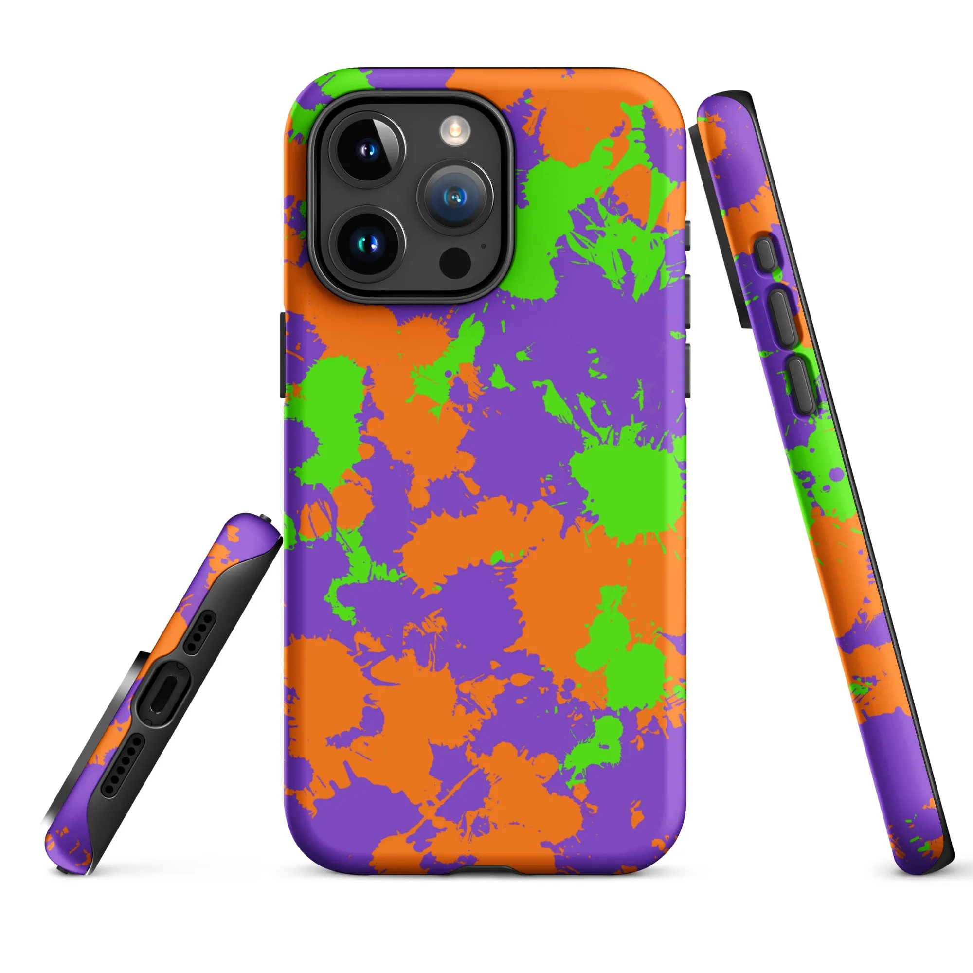 90s Kid Green, Purple and Orange Slime Splatter Tough Case for iPhone