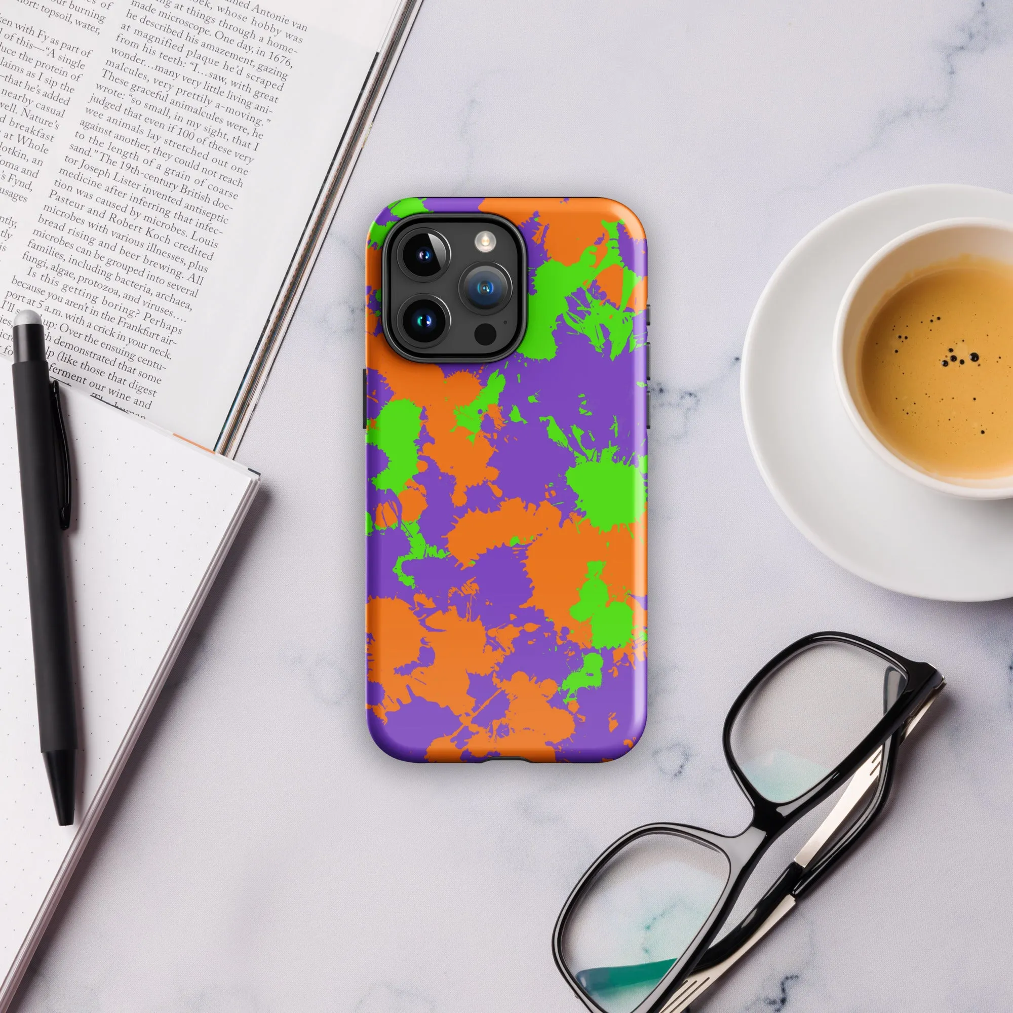 90s Kid Green, Purple and Orange Slime Splatter Tough Case for iPhone