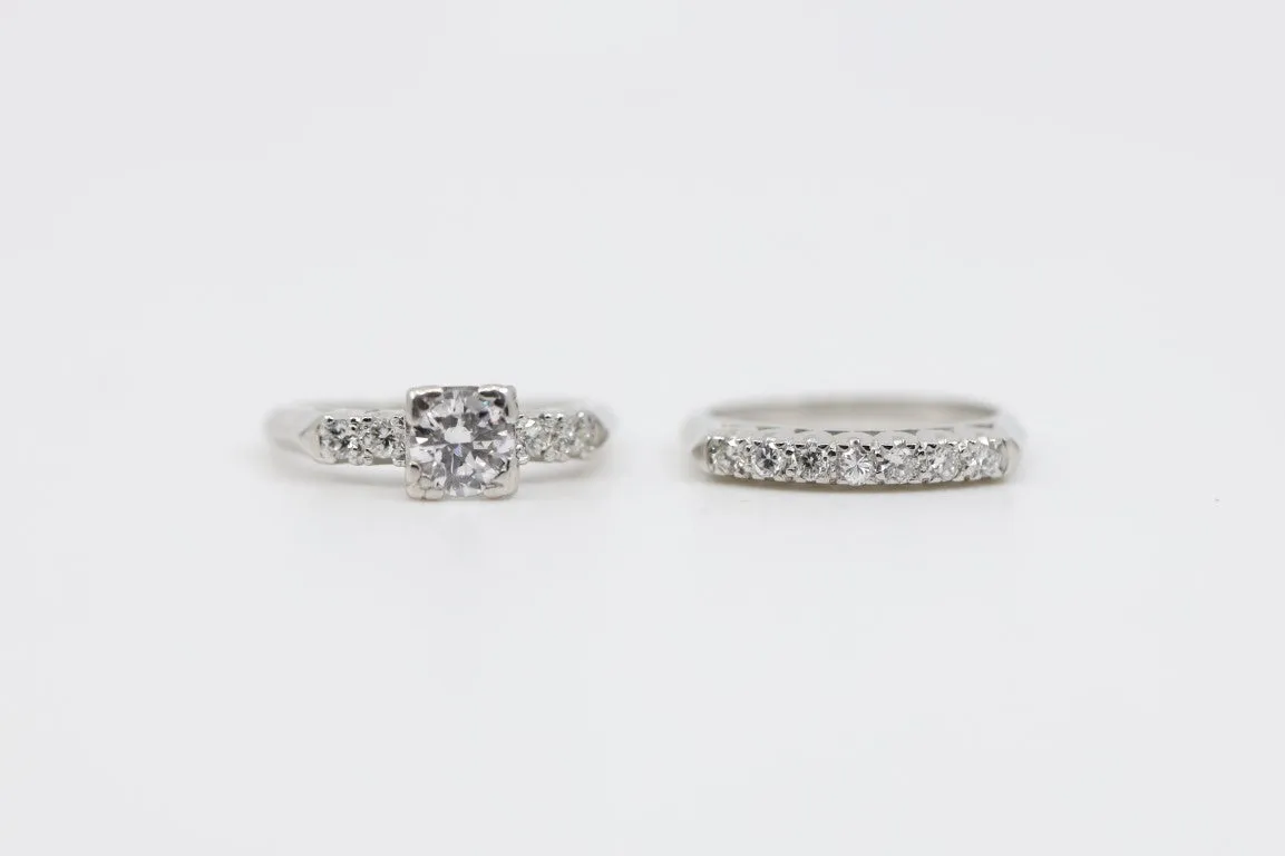 950 Platinum 0.87tcw Diamond Wedding Set (7.70g.)