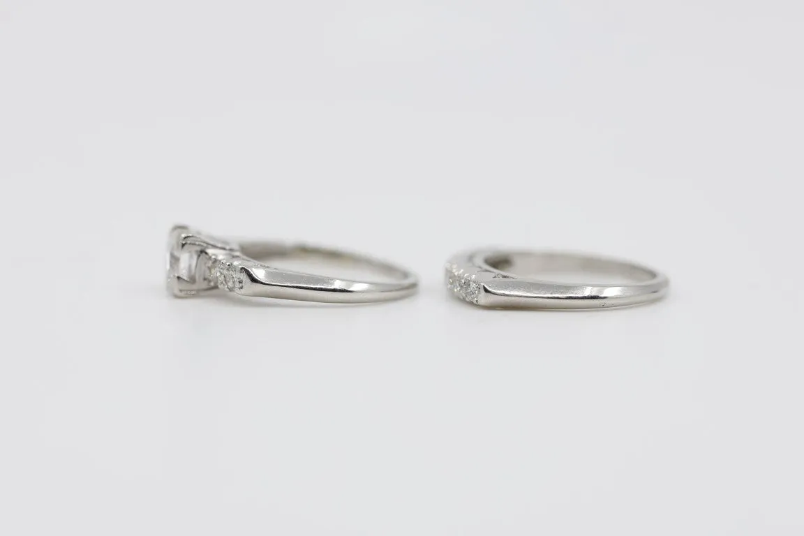 950 Platinum 0.87tcw Diamond Wedding Set (7.70g.)