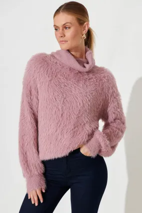 Aline Fluffy Knit In Pink Wool Blend