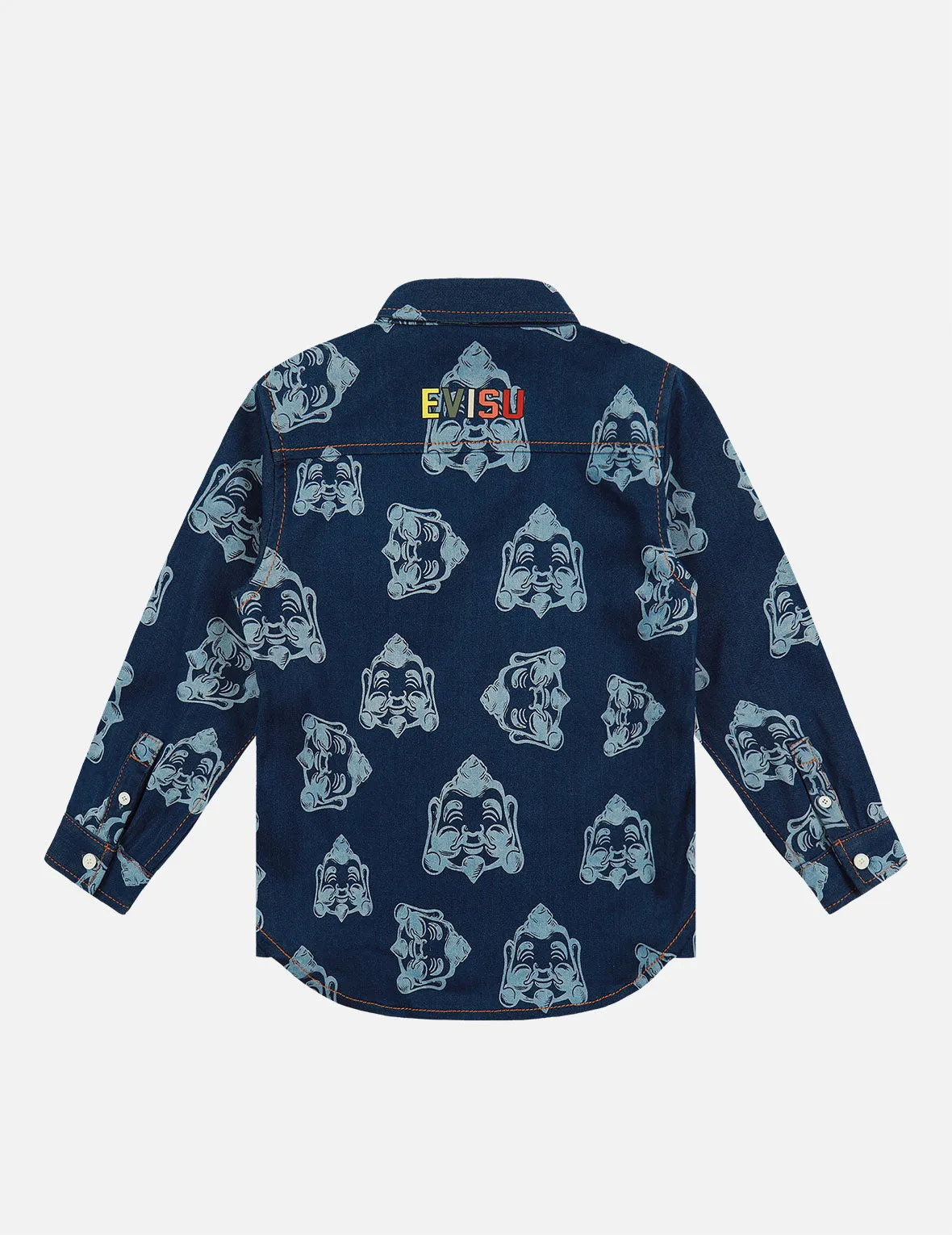 Allover Godhead Print Denim Shirt