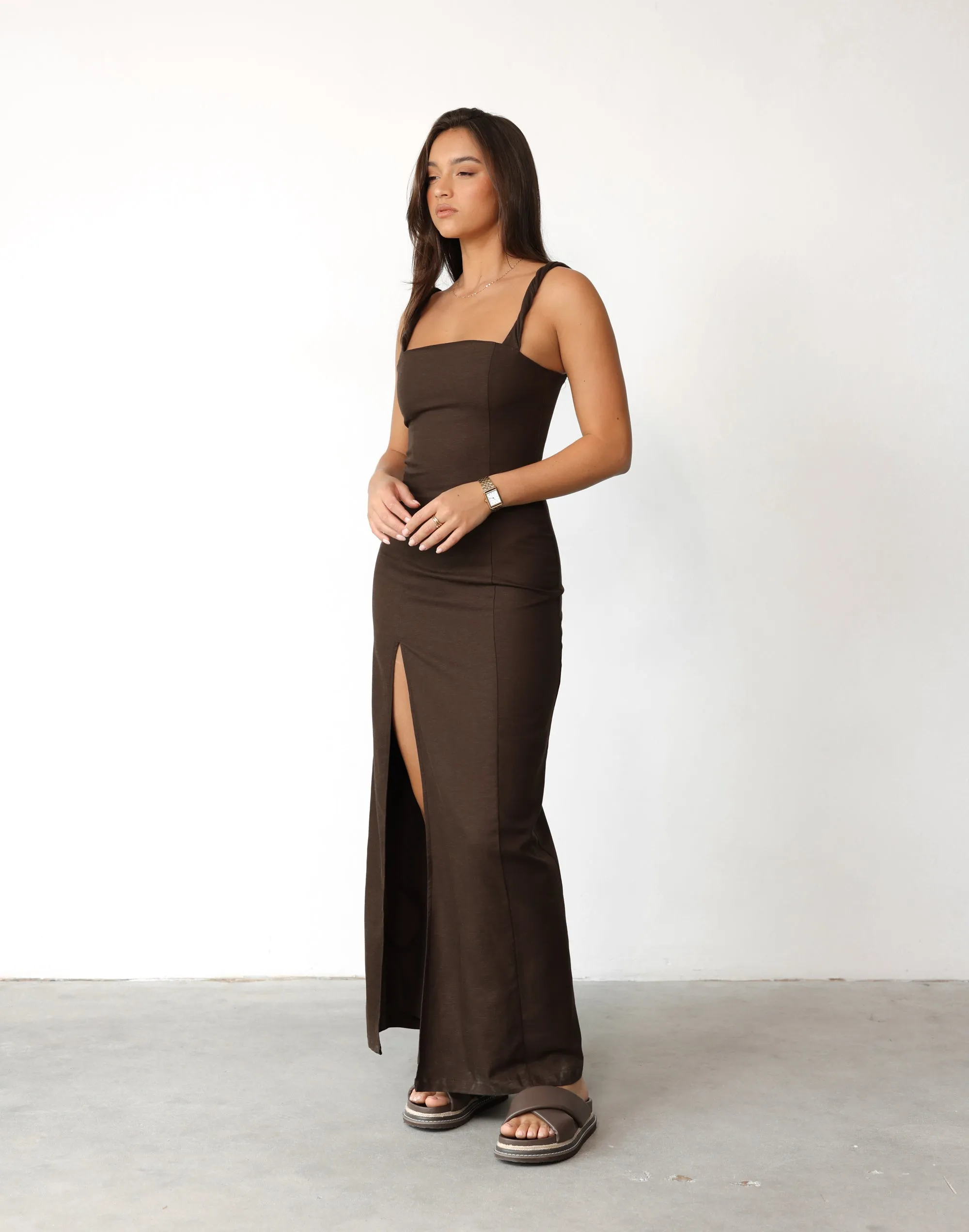 Chocolate Brown Bacalar Maxi Dress