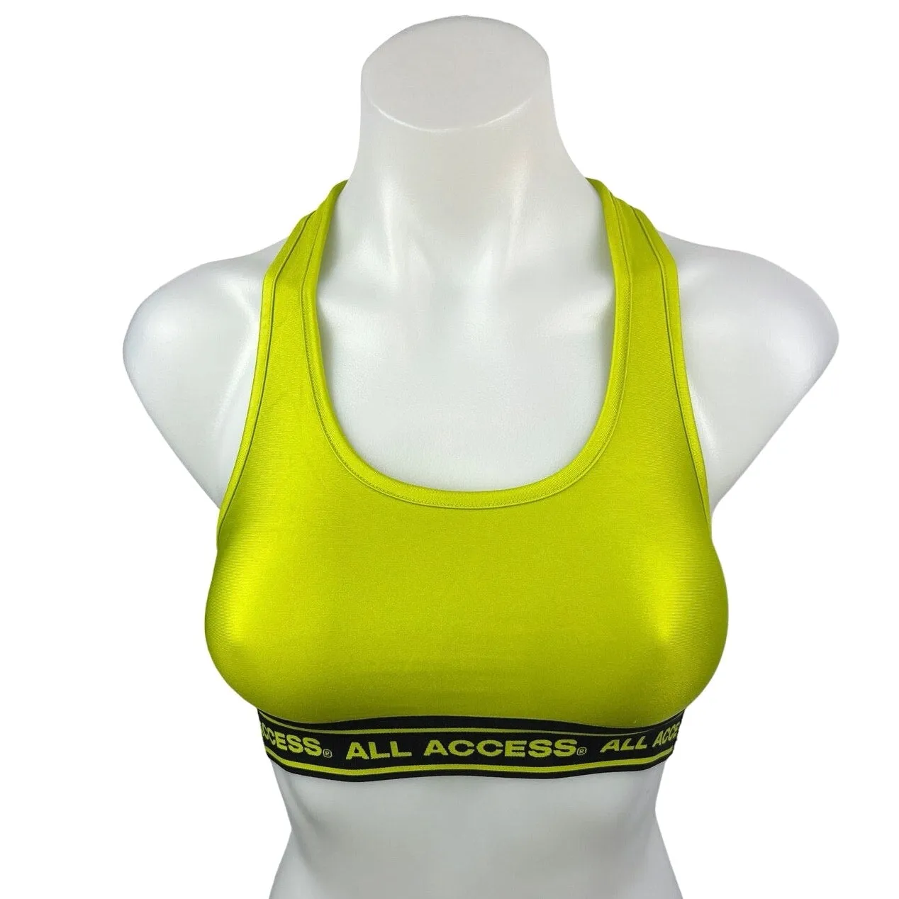 Bandier x All Access Front Row Logo Lime Green Racerback Sports Bra Tank Top XS