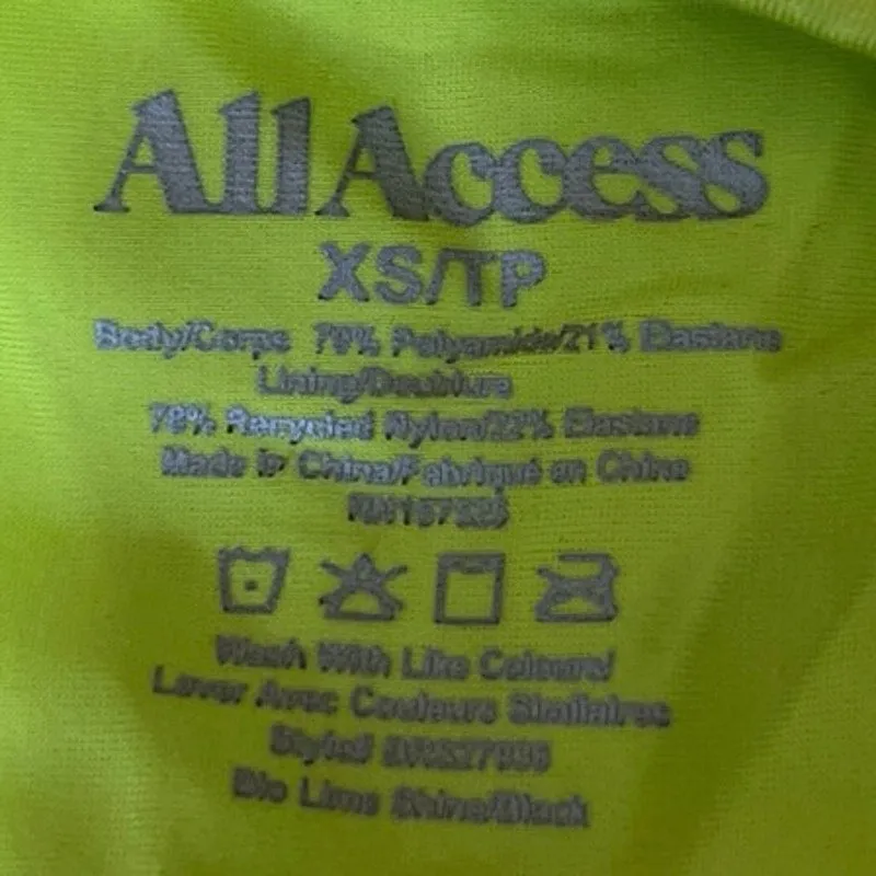 Bandier x All Access Front Row Logo Lime Green Racerback Sports Bra Tank Top XS