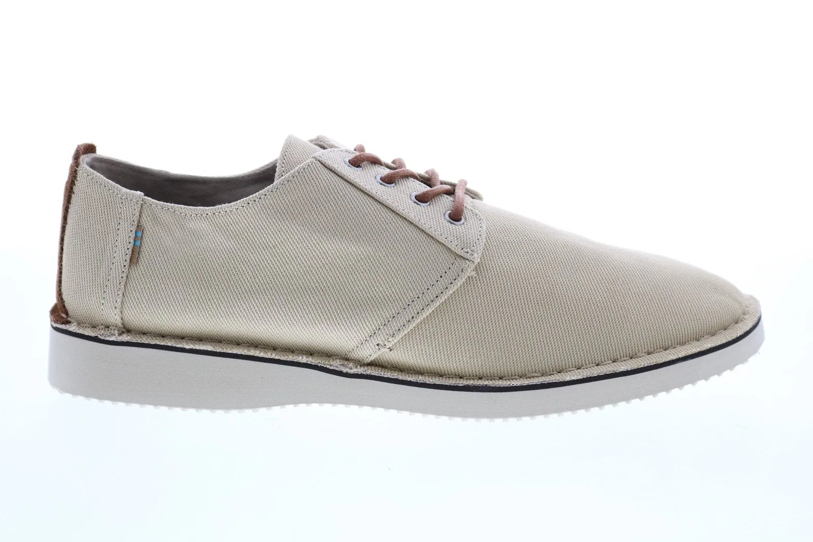 Beige Plain Toe Canvas Oxford Shoes