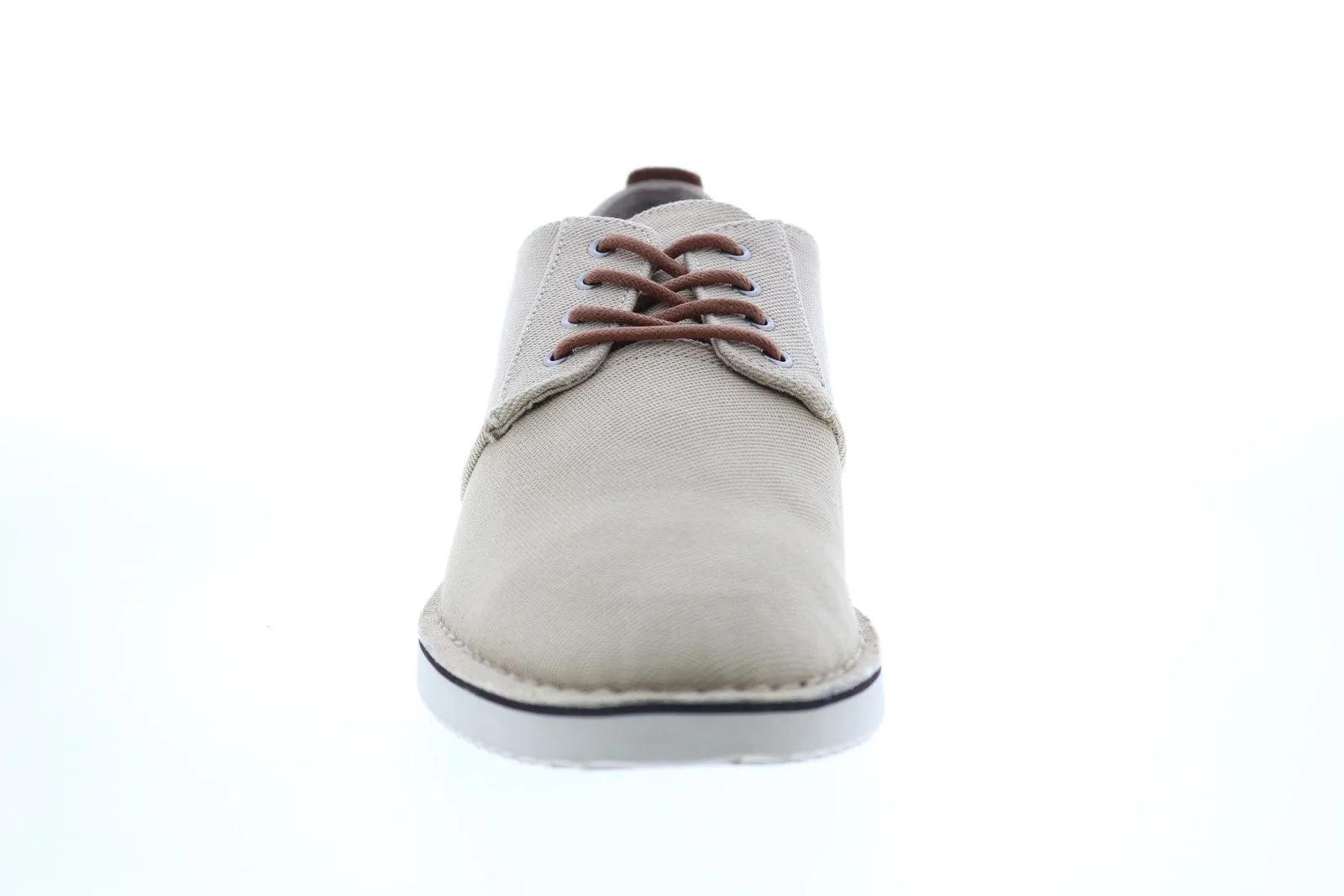 Beige Plain Toe Canvas Oxford Shoes