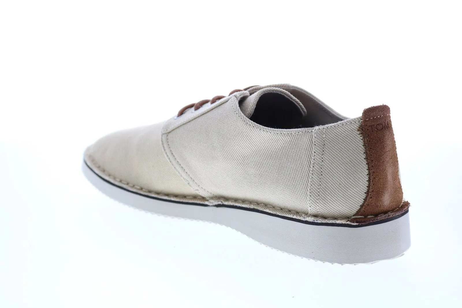 Beige Plain Toe Canvas Oxford Shoes