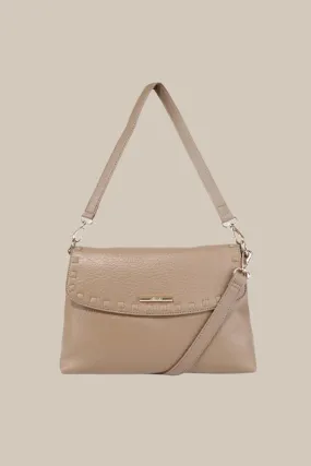 Beige Wren Flap Over Crossbody Bag