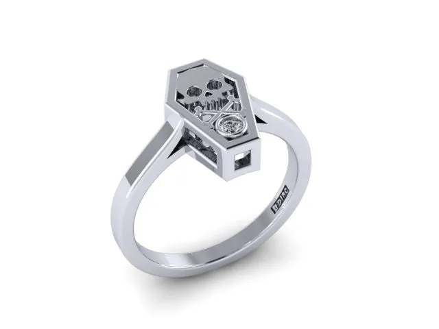 Bezel Set Coffin Ring-UDINC0522