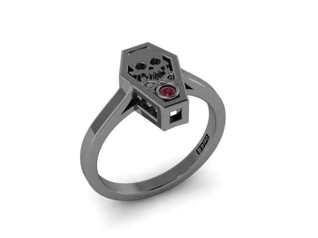 Bezel Set Coffin Ring-UDINC0522