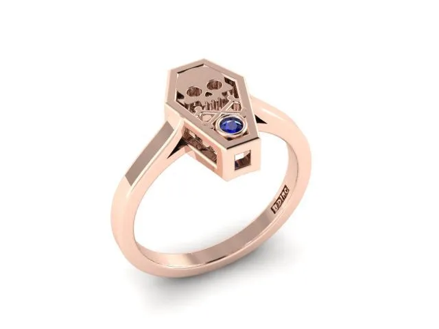 Bezel Set Coffin Ring-UDINC0522