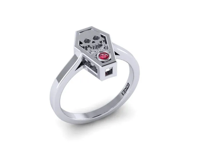 Bezel Set Coffin Ring-UDINC0522