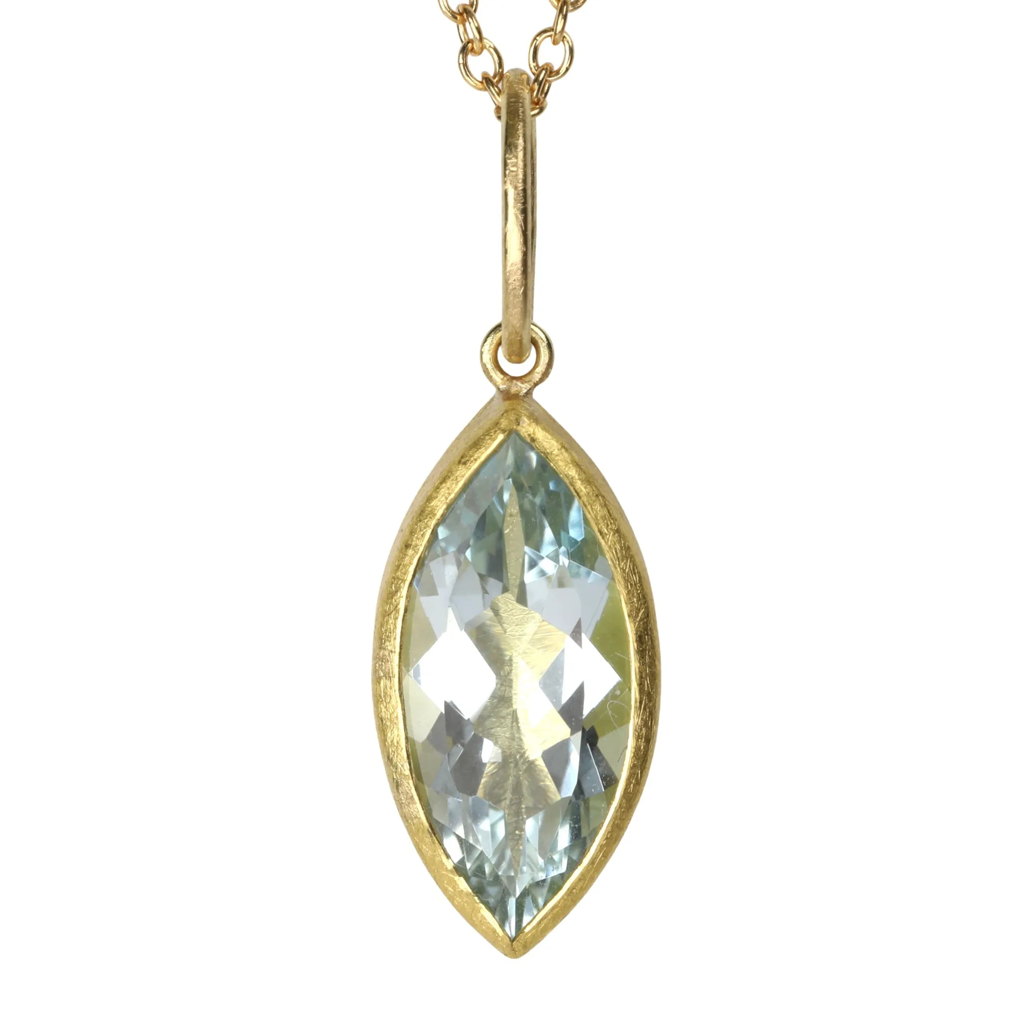 Bezel-Set Faceted Marquise Aquamarine Pendant