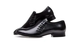 Double Lace Up Black Leather Men's Oxford Loafers